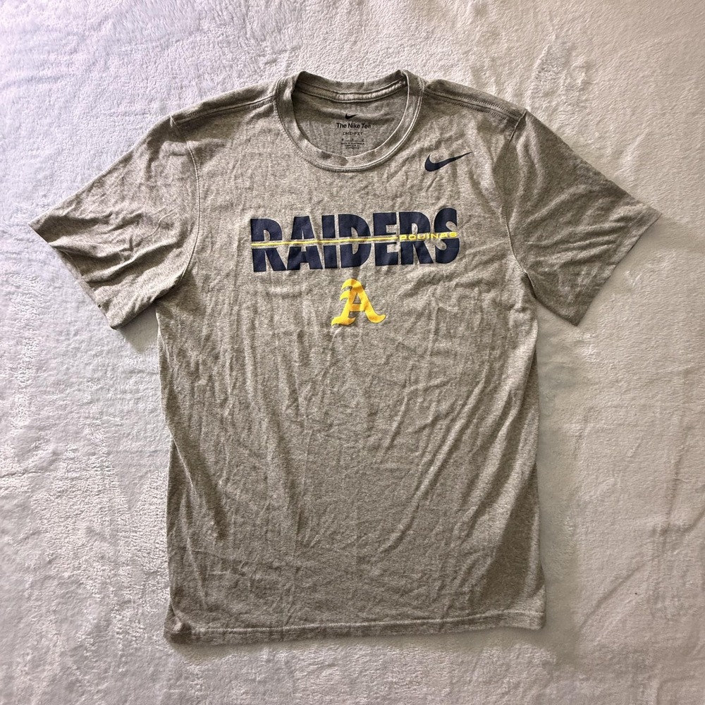 Nike Raiders Shirt Mens Medium Gray Dri-FIT Graphic Performance Tee Crew Neck